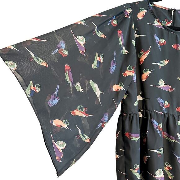 ASOS Colorful Bird Novelty Print Flowy Blouse Top NWT Size 8 - Picture 6 of 11